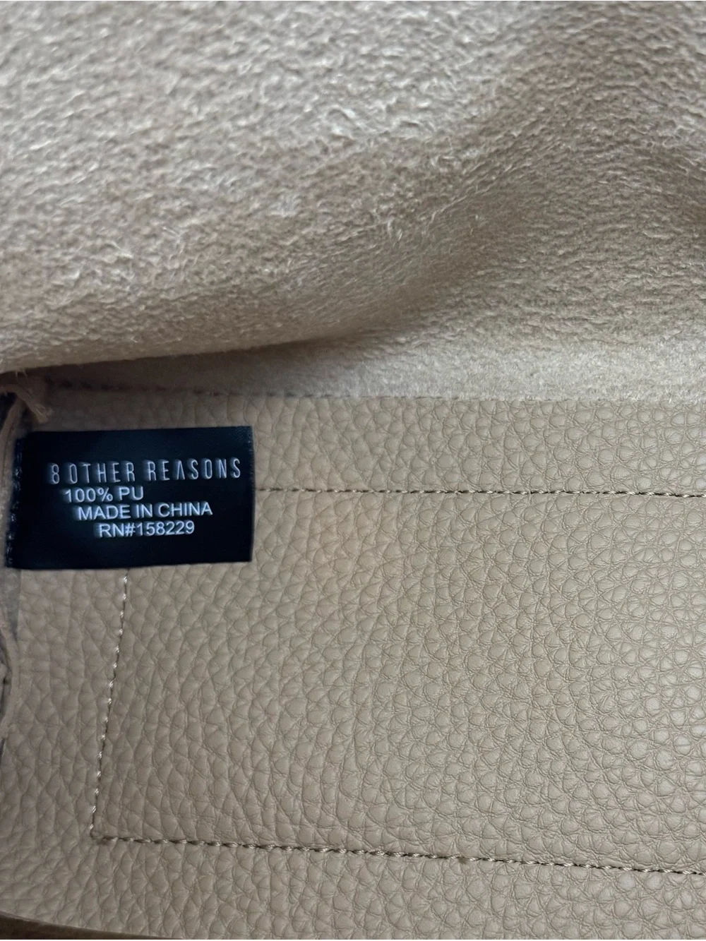 8 Other Reasons Beige Pebbled Faux Leather Tote Bag Minimalist Shoulder Purse